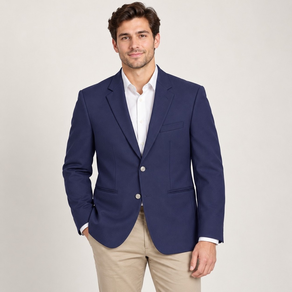 Jos. A. Bank Traveler Blazer Men's 37R Navy Blue 100% Wool Preppy Quiet Luxury